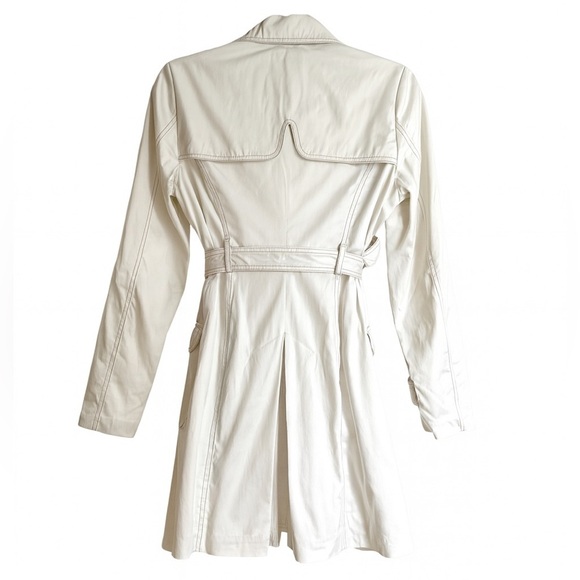 Bebe Vintage White Belted Trench Coat Button Front Cotton Blend Classic Chic XS - Picture 3 of 6
